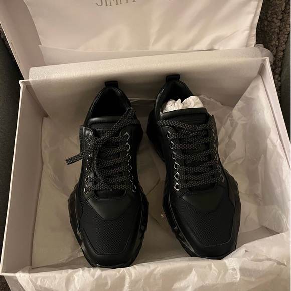 New Jimmy Choo Black Diamond Trainer Sneakers 39 Leather and Mesh unisex women 9 - Picture 4 of 13